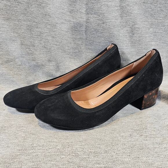 Vionic Natalie Tortoise Block Heel Black Suede Size 11 - Picture 1 of 8